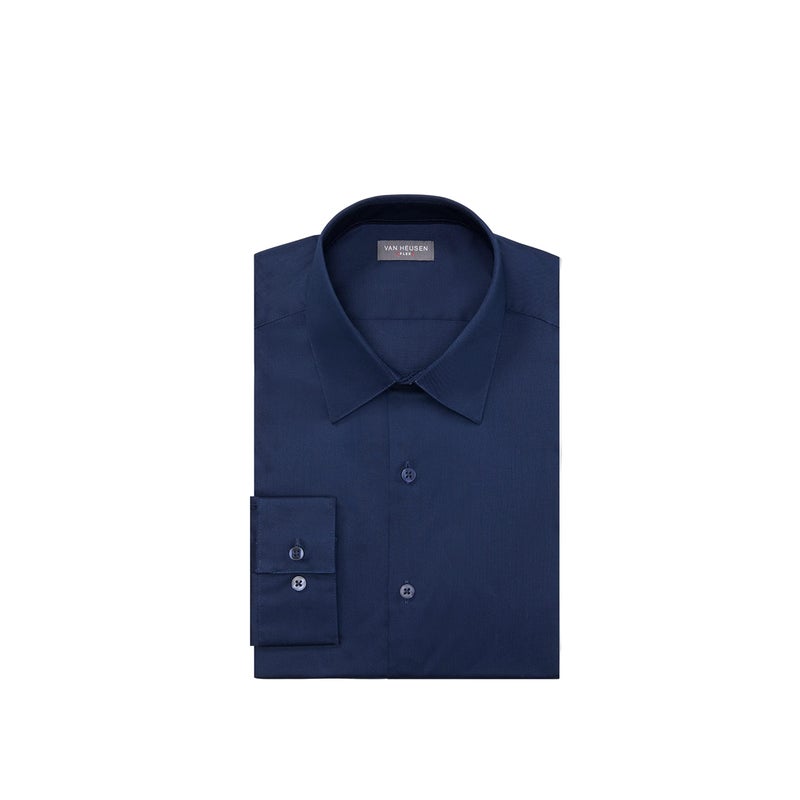 Van Heusen mens Slim Fit Flex Collar Stretch Solid Dress Shirt, Night Blue, 14.5 Neck 32 -33 Sleeve Small US - Image 3